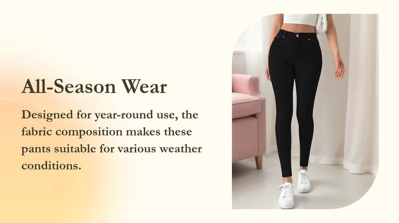 Women's Button Fly Pocket Skinny Pants, Casual Comfy Trousers for Daily Wear, Ladies Bottoms for All Seasons, Casual Slim Fitting, It's recommended to buy one size larger.