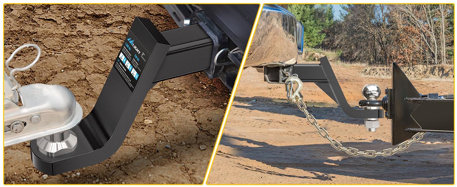 Nilight Trailer Hitch Ball Mount with 5/8" Hitch Pin Clip Fits 2 Inch Receiver Square 7500 lbs 10" Drop 9” Rise 1” Hole Gloss Black Powder Coat Hauling Atvs  dealsforyoudays