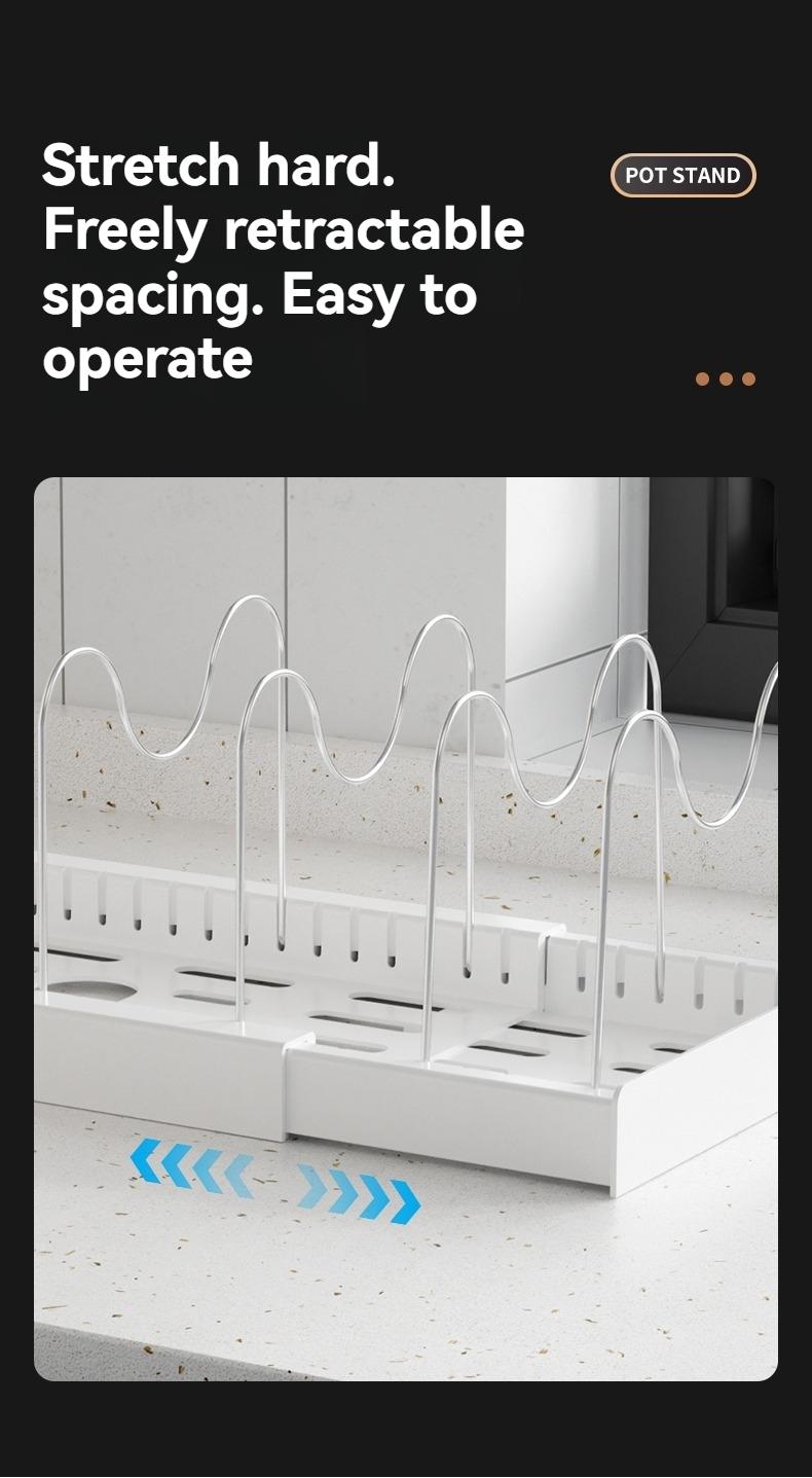 Kitchen Storage Rack Stainless Steel Pot Bowl Dish Organizer, Detachable Kitchen Shelf, Durable & Space-Saving Design