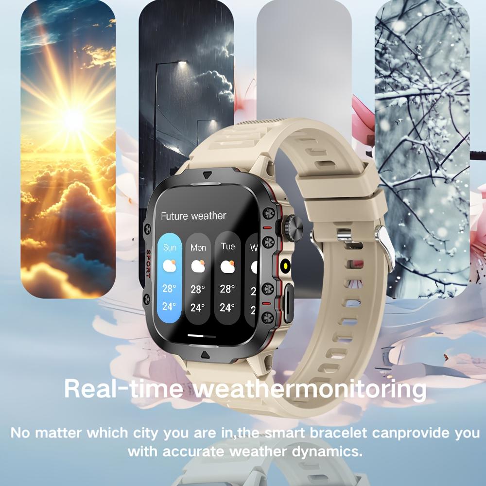 Smart Watch Wireless Calling LED Light Multiple APP Notifications Calendar Alarm Sports Modes Compatible iPhone Android Unisex Multifunctional Smartwatch