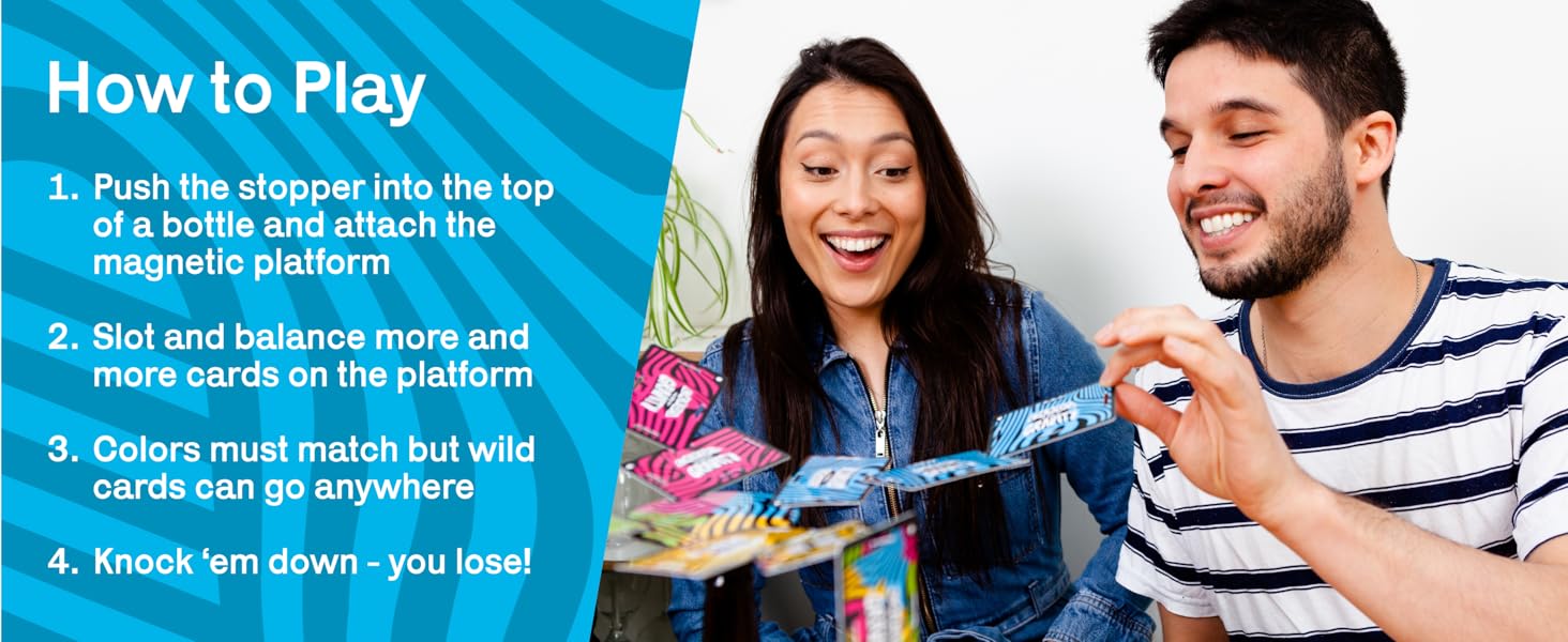 Gravity Cards Battle Game Pro Version, Ultimate Stacking & Balancing Challenge, Portable Travel Game, Waterproof PVC Card Game for Camping, Vacations & Family Fun