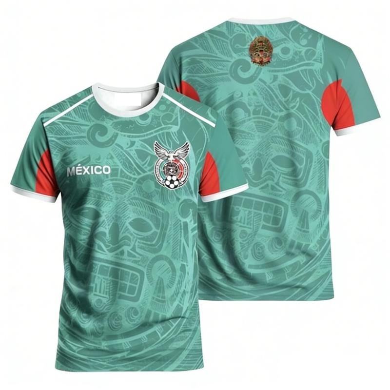 2026 New Men's Mexico Football Soccer with A Crew Neck Training Uniform Sports Jerseys Adult Breathable Training  Beach Wear