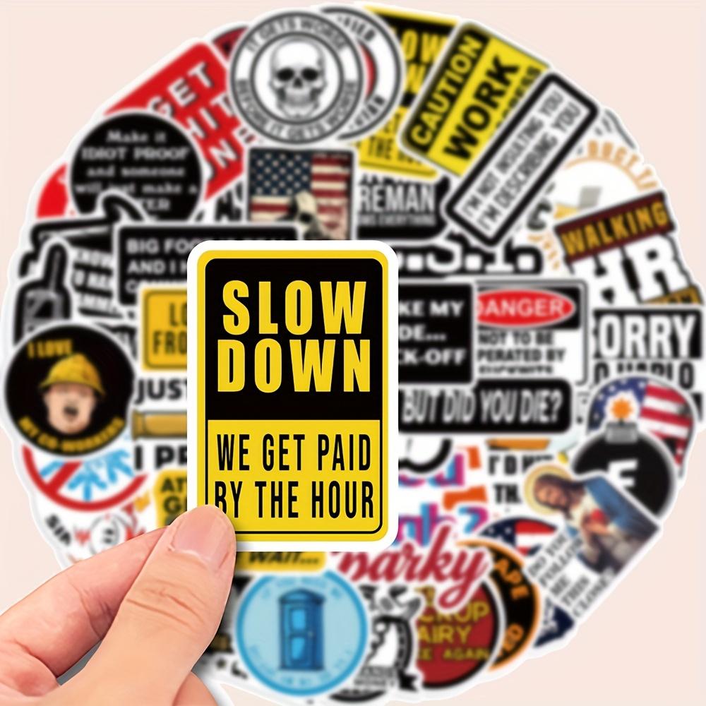 50-pack of fun and satirical DIY stickers - reusable self-adhesive sheets containing humorous phrases and images, suitable for laptops, guitars, helmets, skateboards, suitcases, mobile phones, etc. Fun stickers.