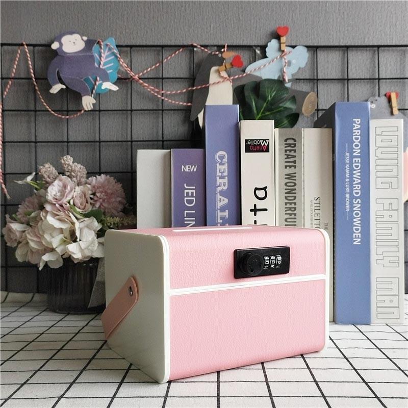 Password Safe Box with Handle, PU Leather, Large Capacity Storage, Home Security Cabinet, Portable Outdoor Wallet, Perfect Gift