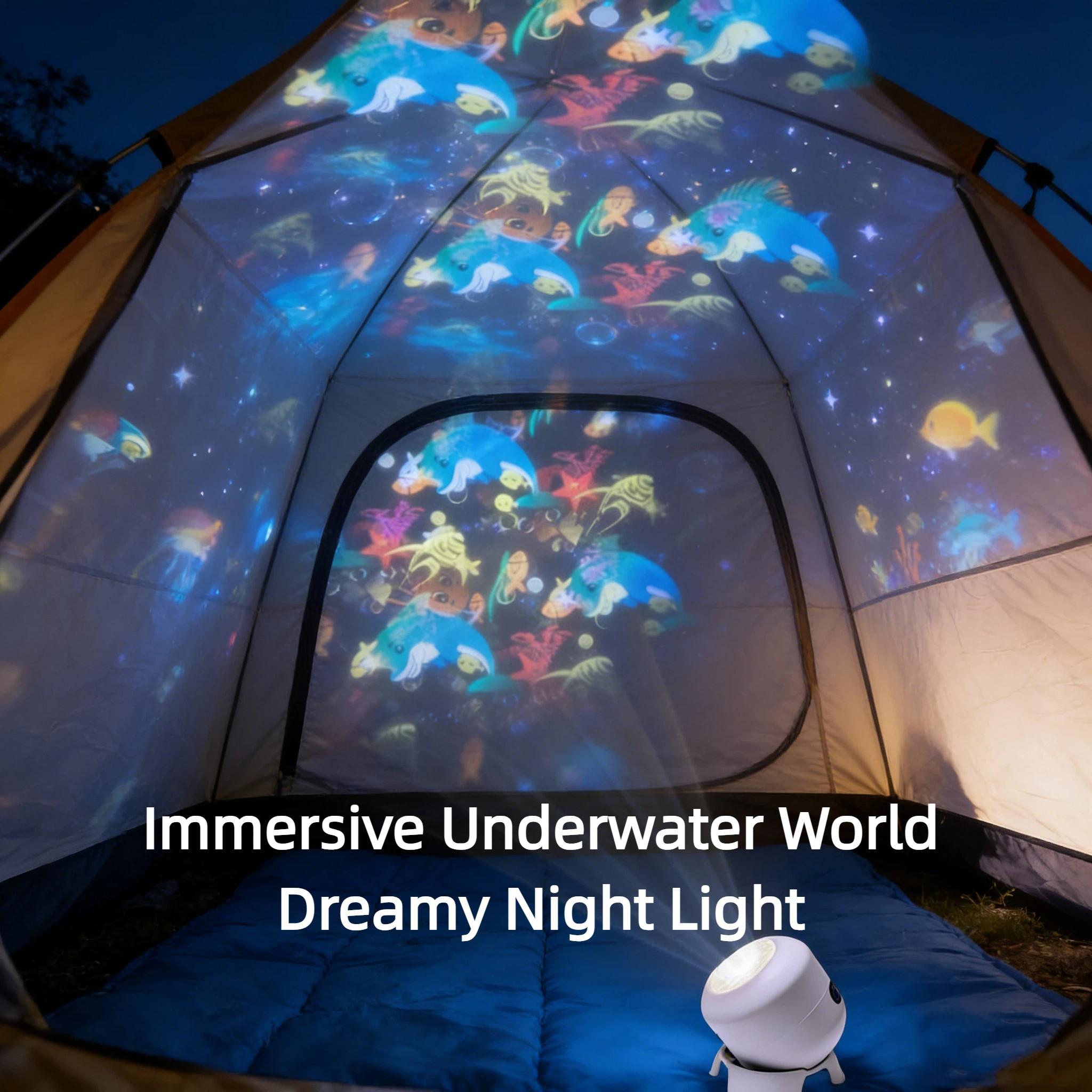 Seven Color Rotating Projector Light, Rechargeable LED Touch Control, Multi-Function Ambiance Lamp, Snowflake Ocean 16 Patterns, Christmas Halloween Stage Laser Projector