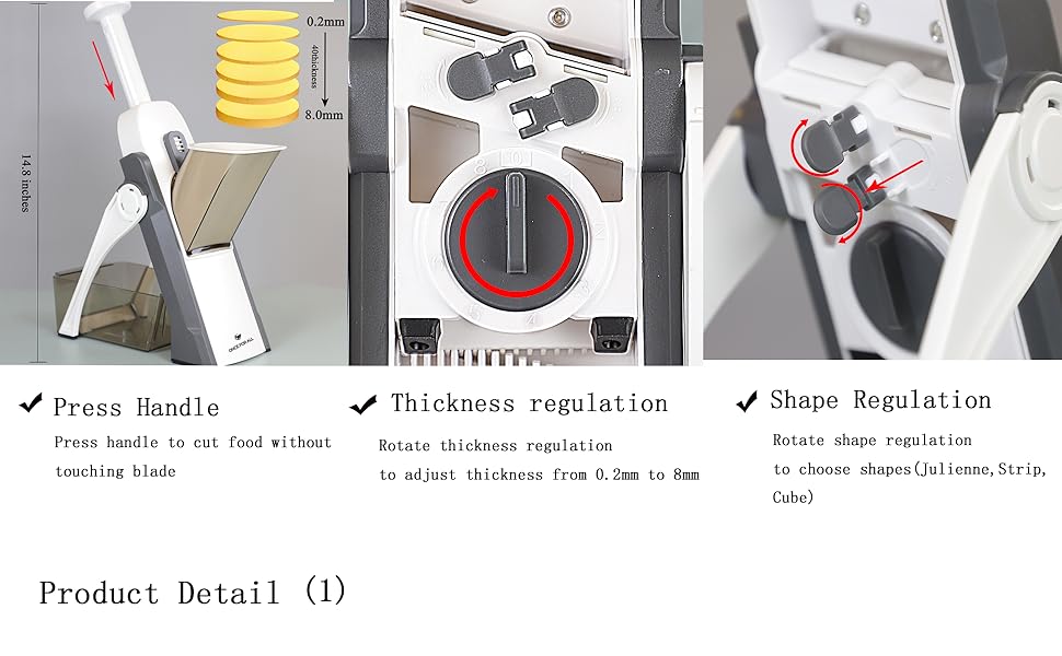 【ONCE FOR ALL】Upgrade Safe Mandoline Slicer, Vegetable Chopper, Potato Slicer 4 Modes Adjustable Thickness Food Cutter, Kitchen Chopping Artifact (6 in 1 Green)