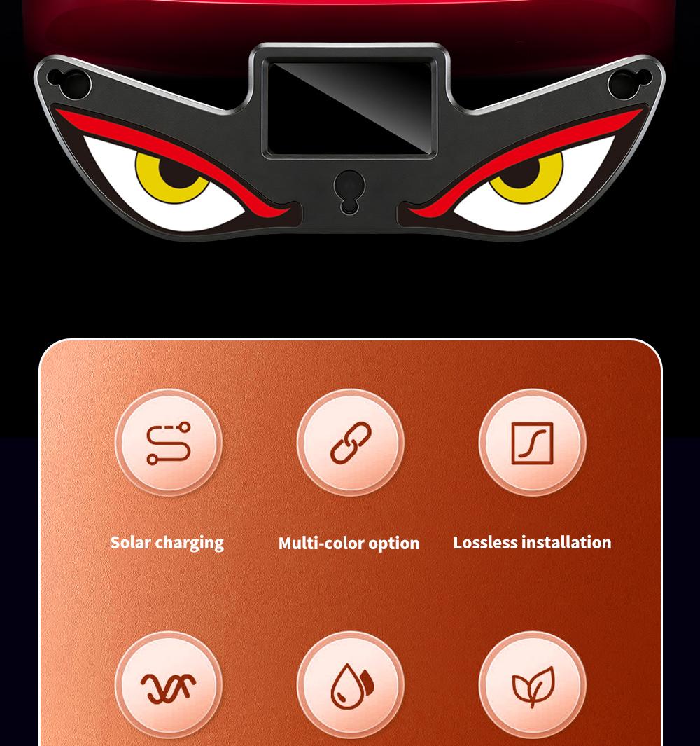 Car Rear Window LED Dynamic Display Light, Vampire Devil Eye Emoji Panel, Auto Decorative Light