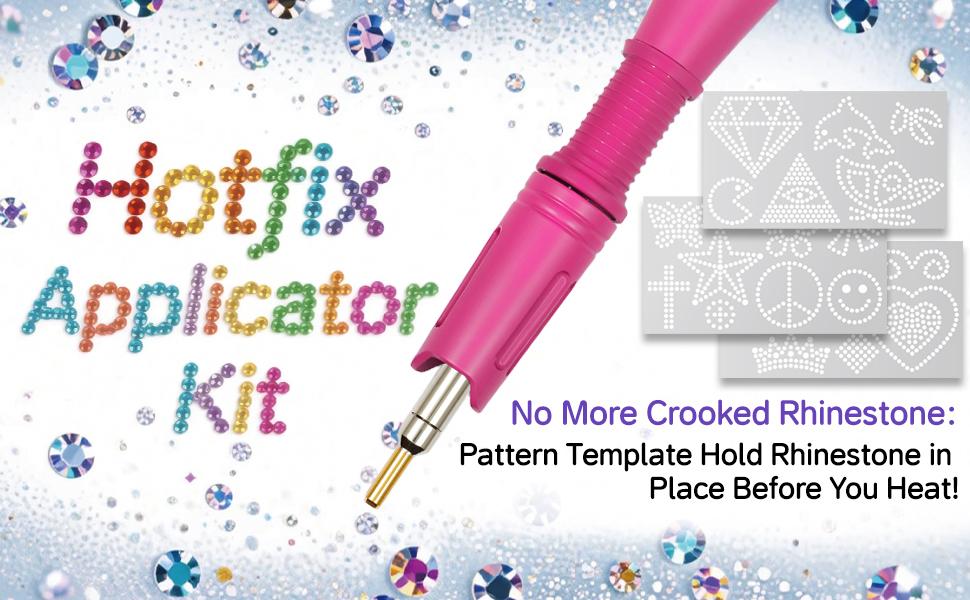 Hotfix Rhinestones Applicator Kit Set 4500 Pcs Crystals (White/AB/Multi-Color) - Bedazzler DIY Craft Includes 19 Pattern Templates, Tweezers, Brush, Bag - for Clothes,, Jeans (Pink)