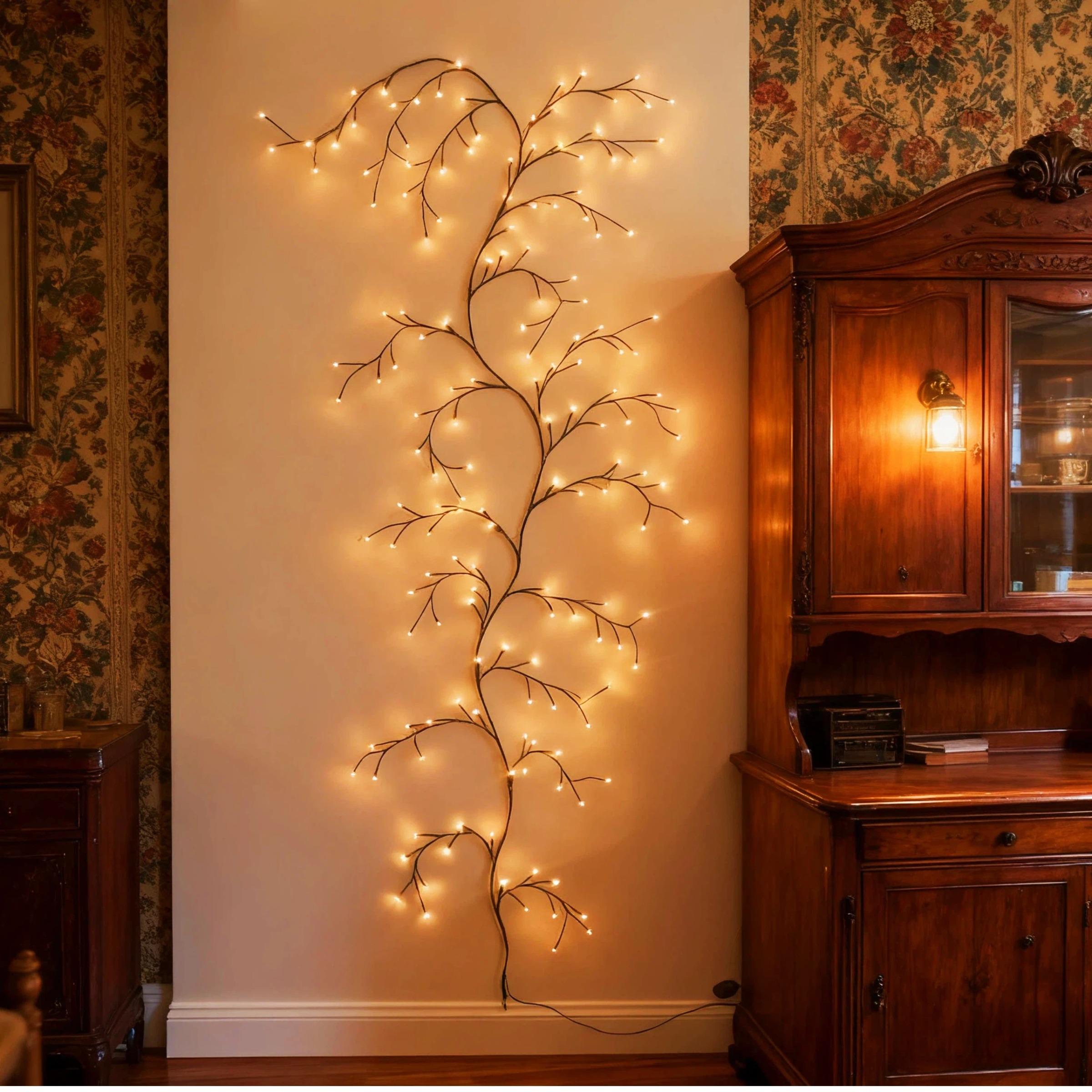 Willow Branches String Lights USB Powered with Remote Control, 8 Modes Warm White Twinkling Tree Lights for Wall Decor, Home Bedroom Living Room, Christmas Valentine Easter Wedding Party DIY Decoration Lamp