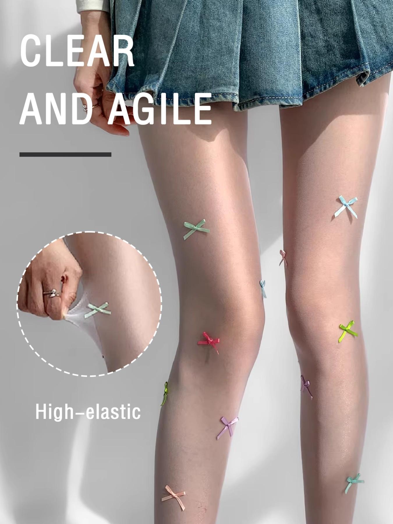 Colorful Bowknot Stockings, Essential Streetwear for Trendy Girls, Pure Desire Style, Perfect for All Seasons, High-Waisted Slim Fit Jumpsuit