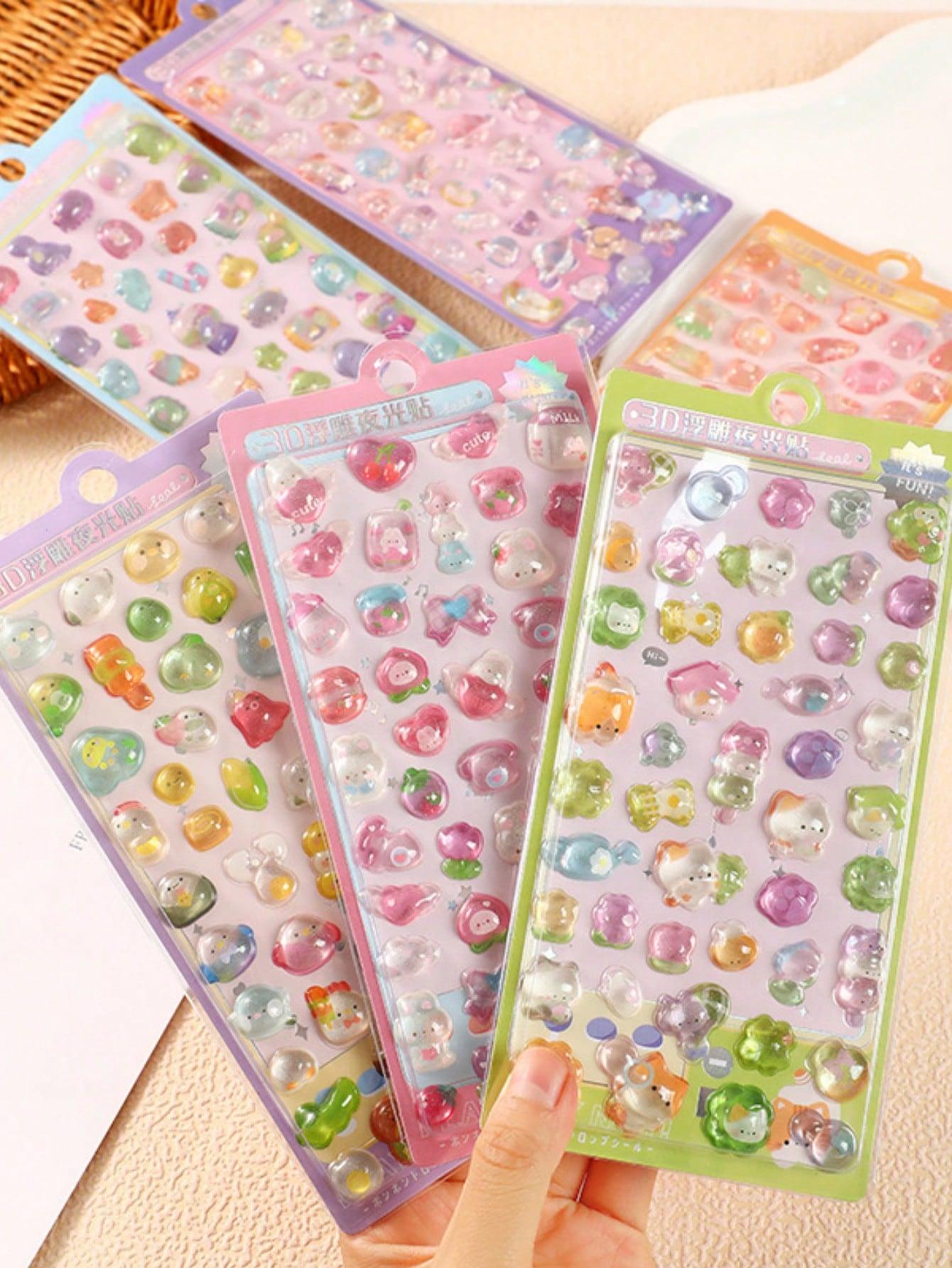 1pc Solid Sticker 3D Relief Gemstone Crystal Patch Cute Decal Phone Decoration Pattern, Adorable Mobile Accessory, Stylish Phone Decor