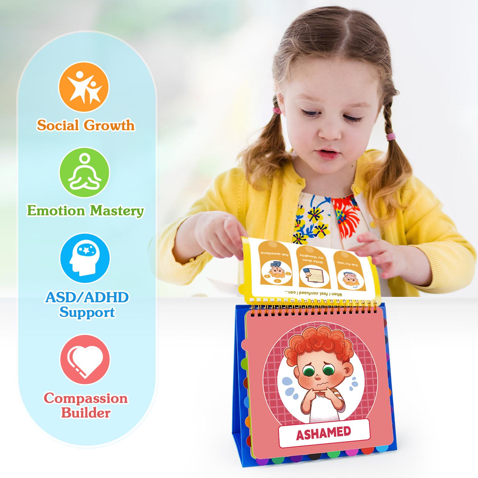 Feelings and Emotions Book for Young learners,22 Moods/Emotions,Understanding Emotions Toys,Social Emotional Flipbook,ADHD & Autism Learning Materials,Calm Down Corner Supplies,Suitable for teachers and parents