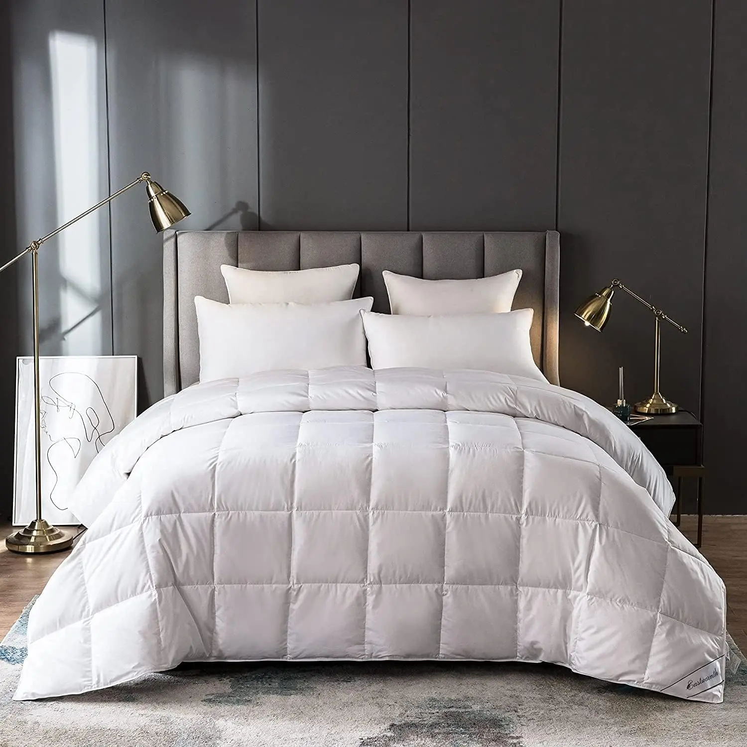 Lightweight White Goose Down Comforter Cooling Blanket Duvet Insert for Summer/Warm Weather, 750 Fill Power Ultra Soft Fabric White Full/ Size