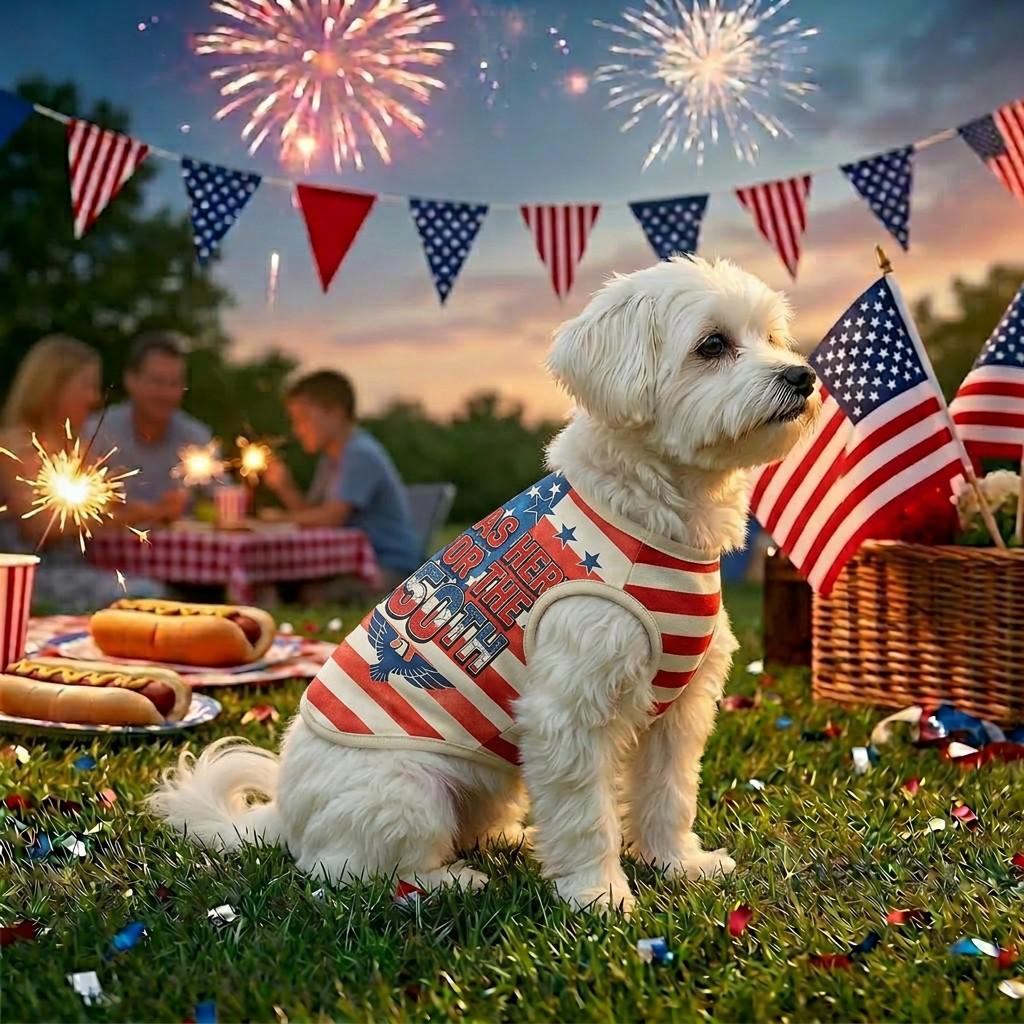 Pet Dog Vest Outdoor with U.S. 250th Anniversary Star-Spangled Banner Print, July 4th Dog Clothes Suitable For Small/Medium-Sized Dogs, Poodle & Cats, Independence Day Pet costume Dressing Apparel