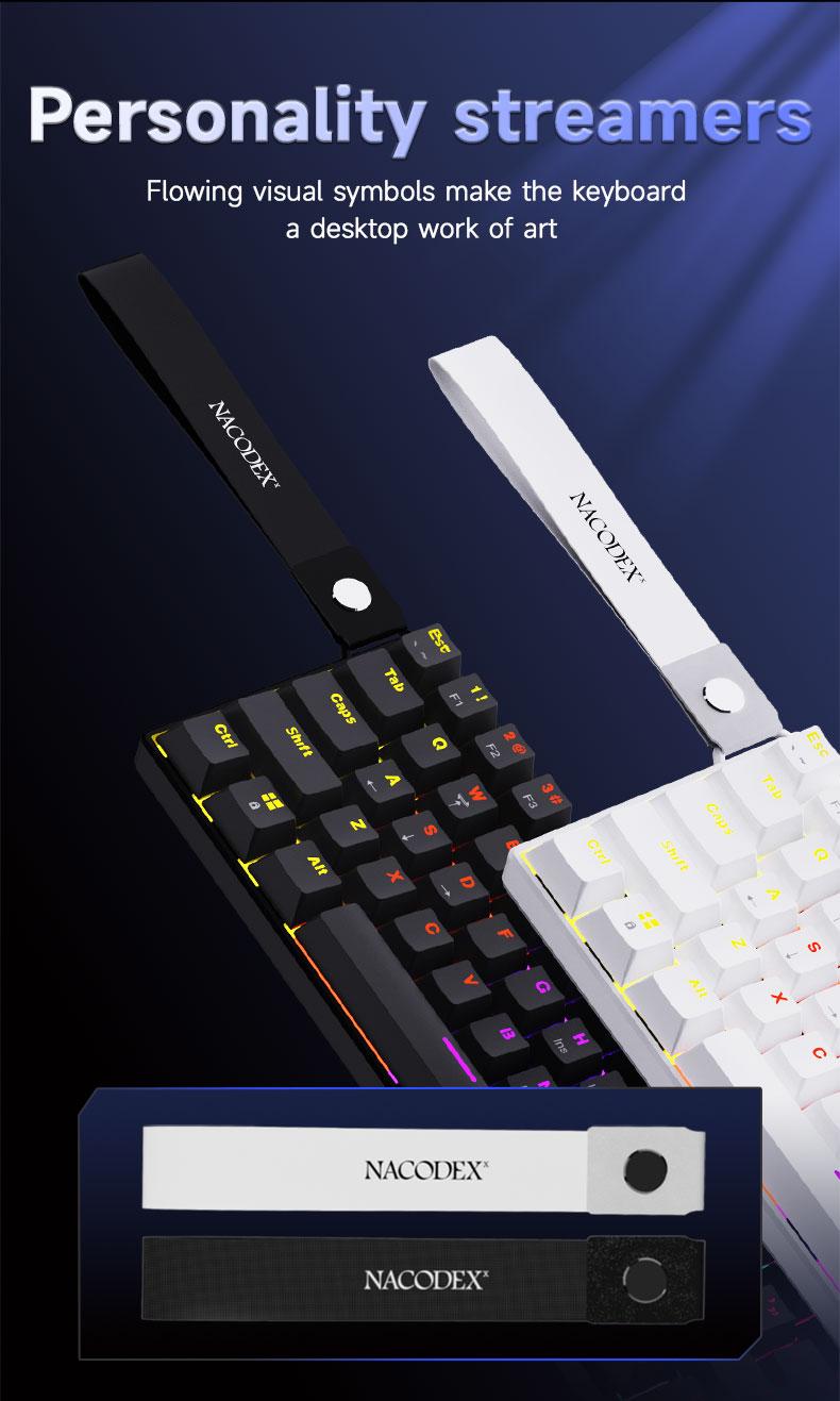 AJAZZ NK61 Mechanical Keyboard with Red Switches, ABS Black Keycaps, 60% Compact Layout, Wired Office Mechanical Keyboard, TKL Mixed Backlighting, Ribbon Included, Portable, Comfortable Typing Feel, Suitable for Gaming, Office, and More Scenarios