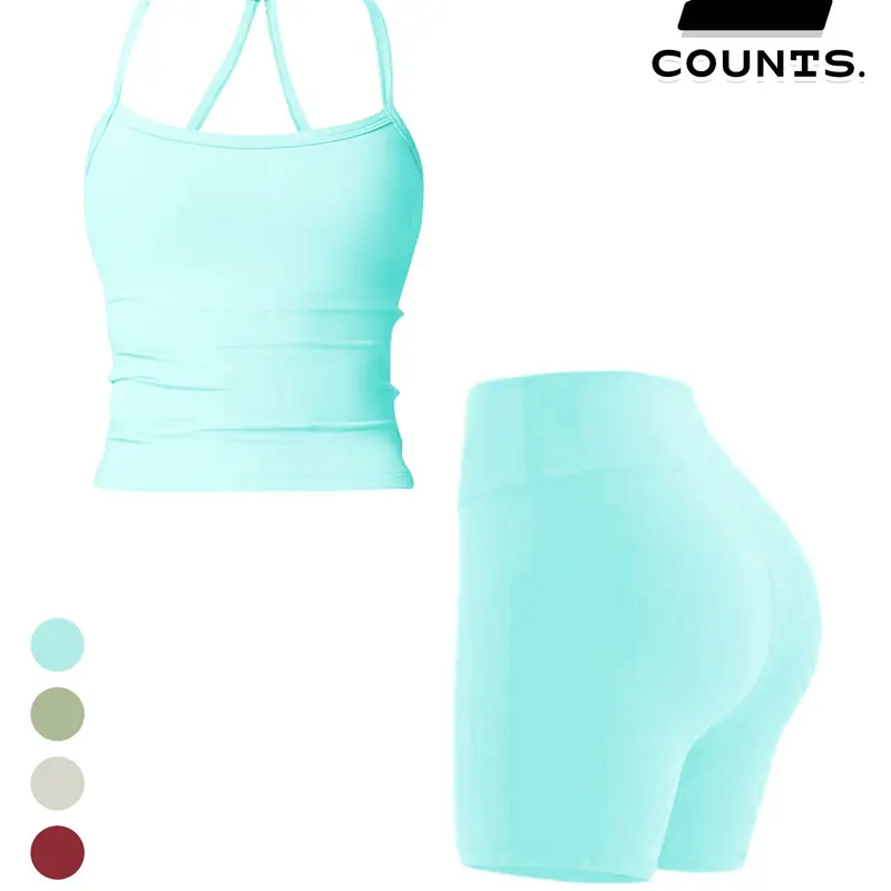 Women's Summer Outdoor Sport Cami & Shorts Set, Casual Daily & Commuter Wear, Comfortable Breathable Sweat-Wicking Sportswear, Gym Workout Sets, Athleisure Clothes Set
