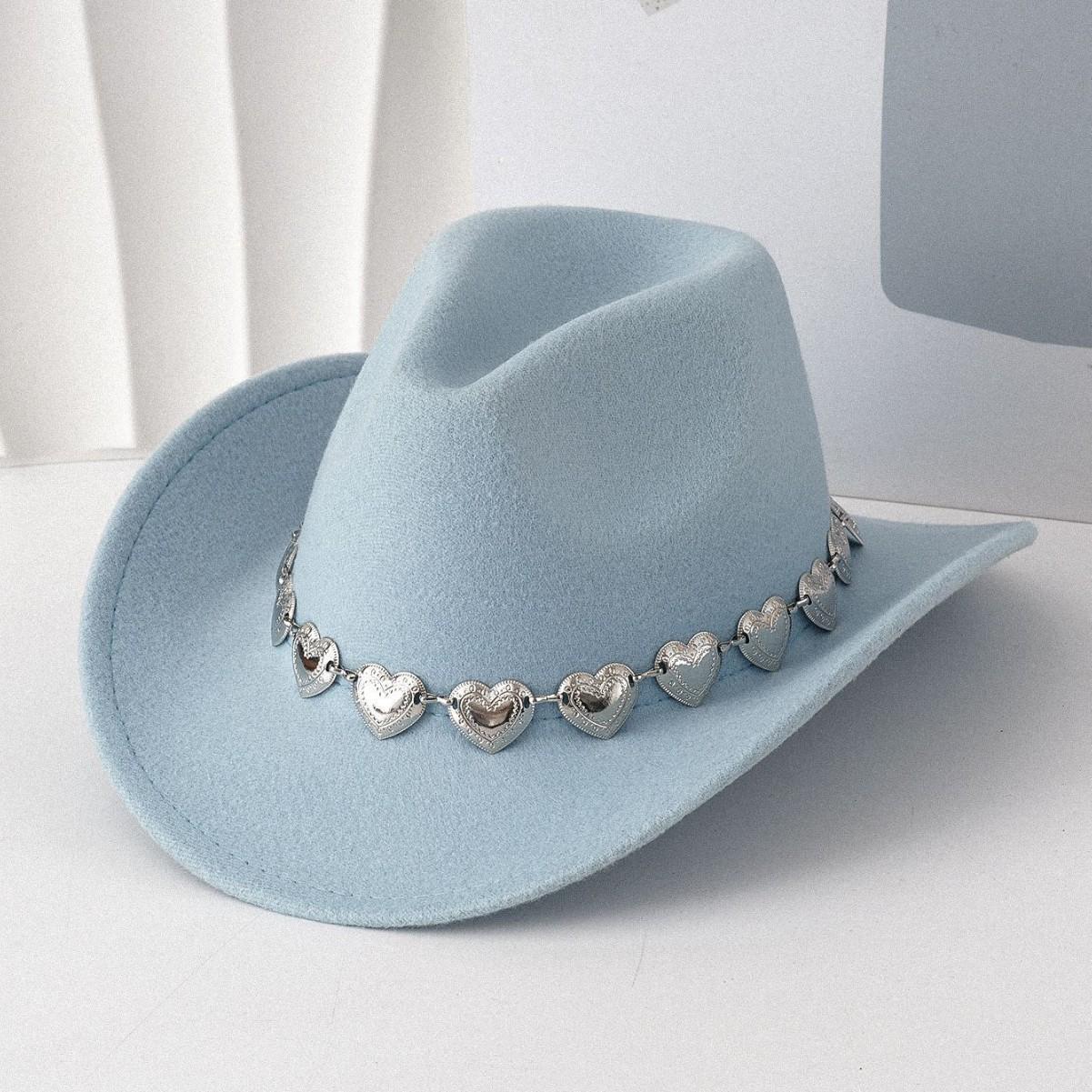 European and American cross-border hollow metal oversized love chain hat chain hip hop punk cowboy hat top hat retro felt hatSpeedy Smarts