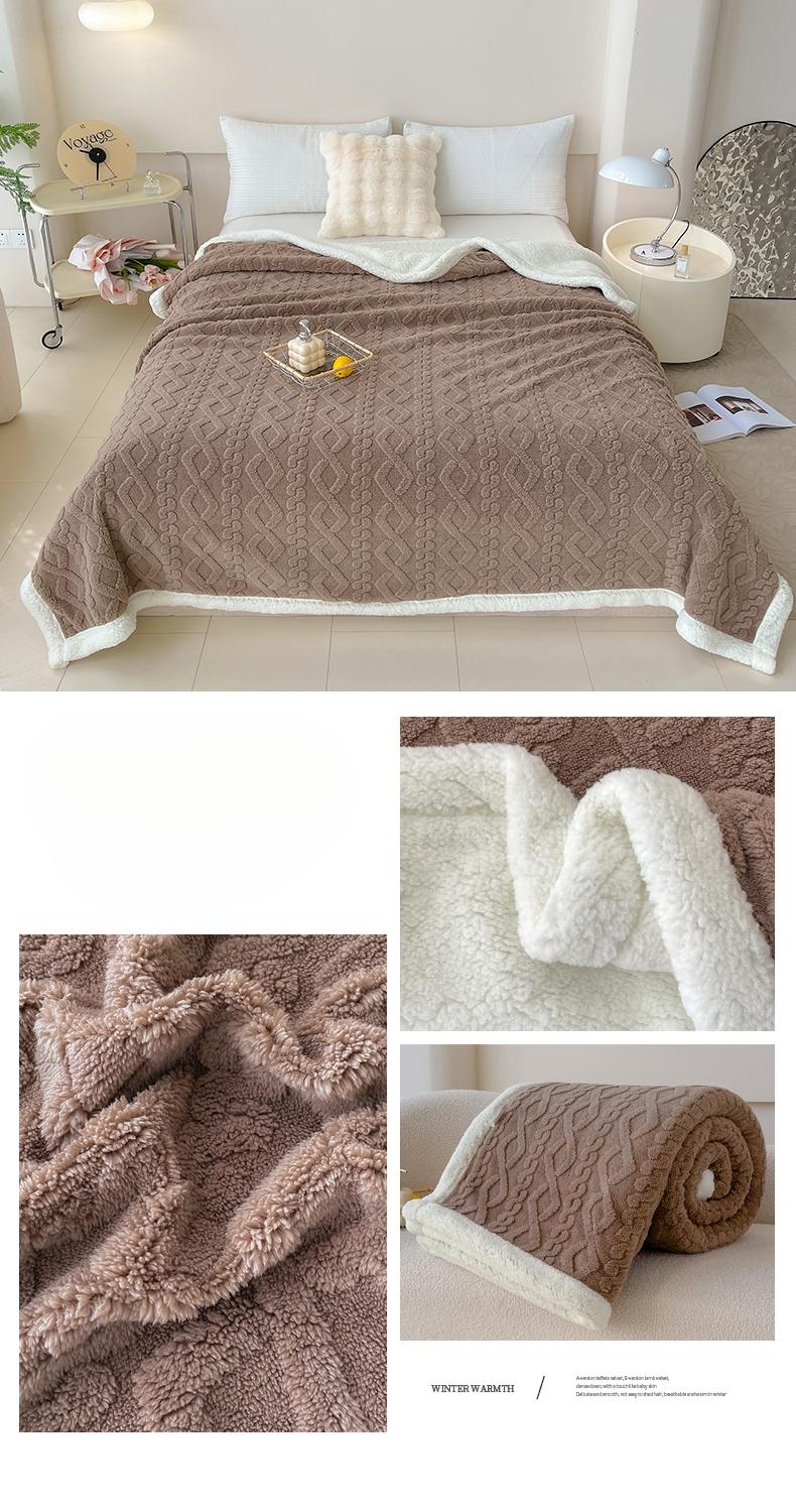 Plaid Velvet Lamb Fleece Blanket, Double-Sided Thick Warm, Chunky Blanket, Winter Sofa Use, Student Dorm Nap Cover, Cozy and Comfortable