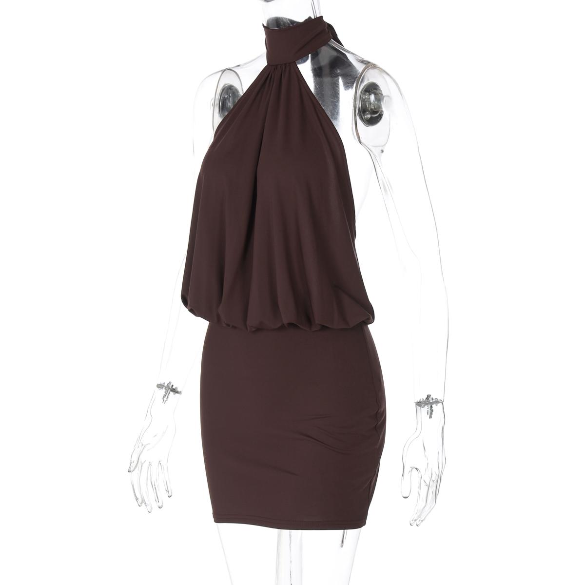 Women Summer Sexy Halter Sleeveless Backless Party Club Bodycon Mini Dress