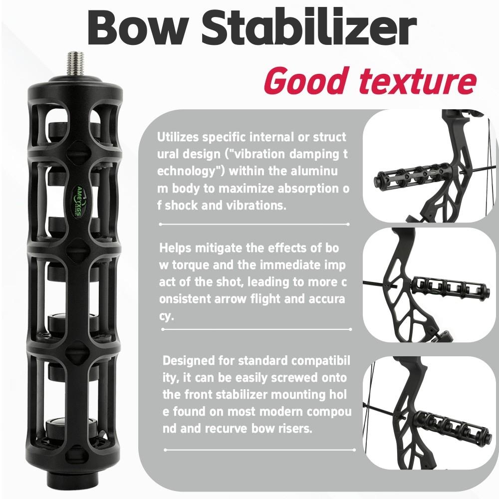 1pc Archery Compound Bow Stabilizer, 7 Inch Aluminum Alloy Shock Damper, Shock Dampening, Vibration Practice for Outdoors, Outdoor Compatibility, Hunting, Shooting Accessories