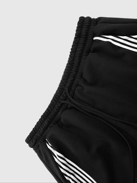 Striped Sporty Sweatpants with Side Bars & the Star Logo, Drawstring Waist, Loose Fit, Skin-Friendly Fabric for Daily Wear, Athleisure Style Pants