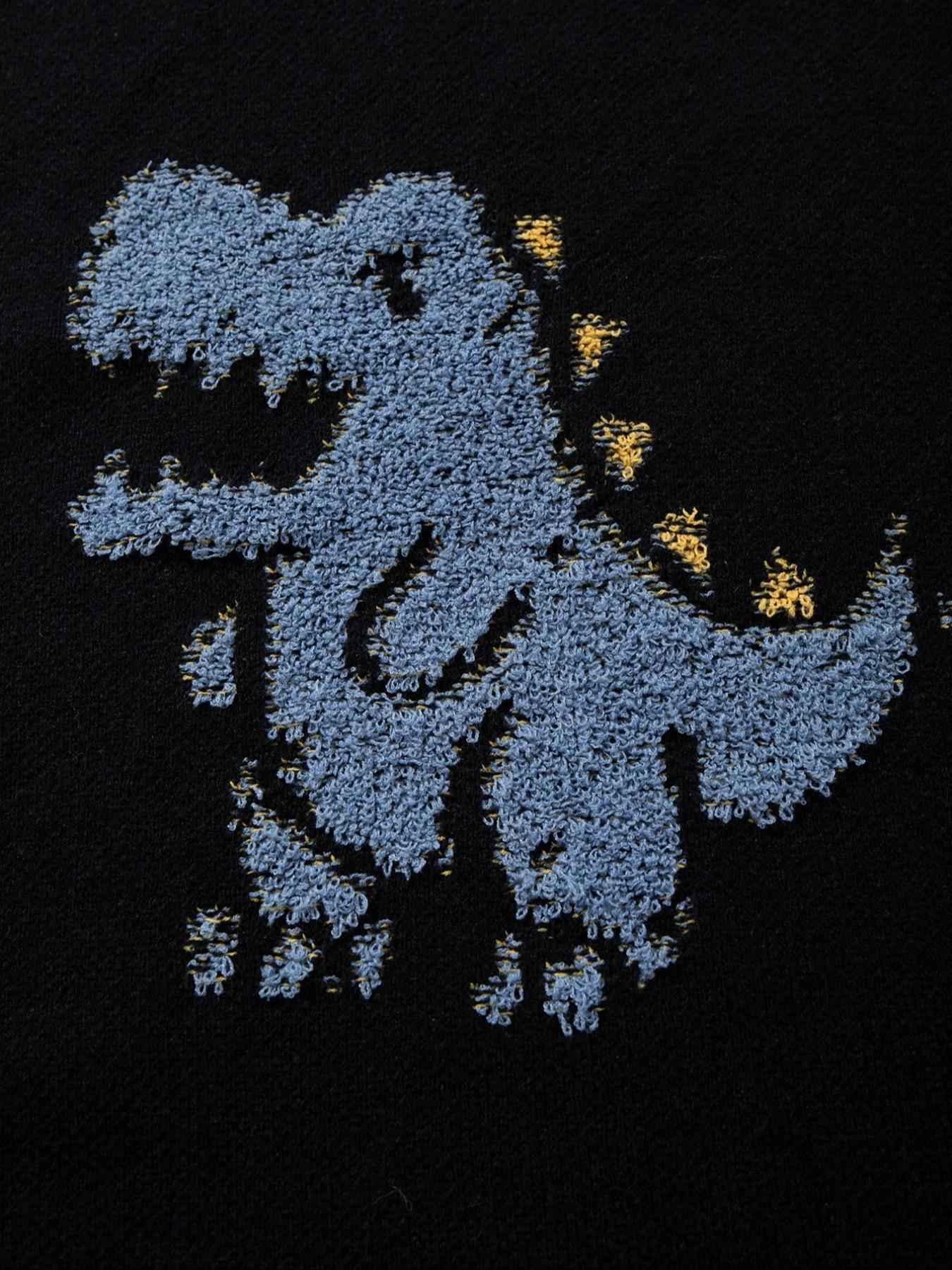 Men's Fall Winter Casual Loose Fit Knitted Sweater, Cute Dinosaur Cartoon Pattern, Long Sleeve Round Neck Pullover, Versatile Commuter Wear, Knitwear, Casual Fashion Knitwear