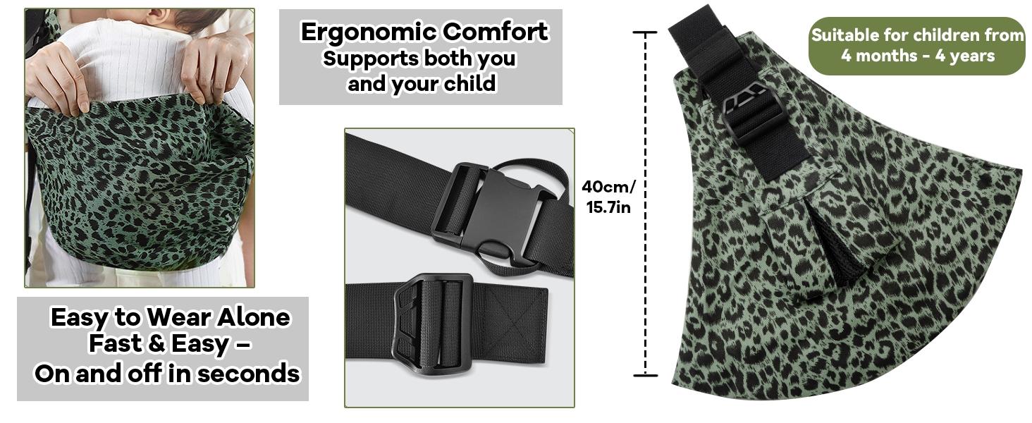 Baby Sling Carrier Adjustable Baby Sling 2026 Upgraded Toddler Sling Comfortable Baby Wrap Carriers Ergonomic-Designed Travel Friendly Carrying 10-45 Lbs