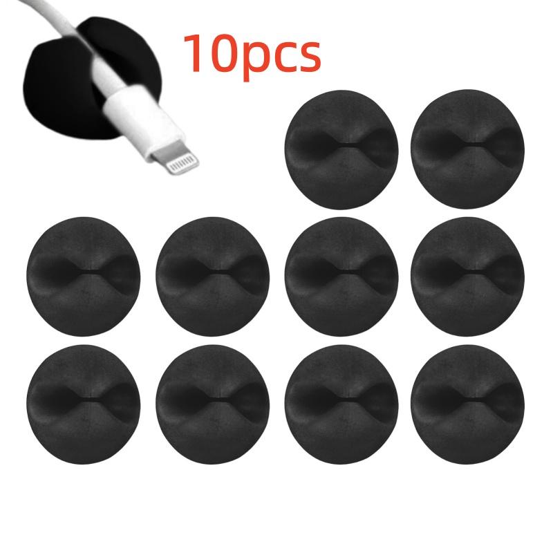 Cord Holder Cable Holder, 10PCS Black Adhesive Cable Clips Cord Organizer Charger Holder Wire Management Keeper for Nightstand, Office, Desk or Mouse