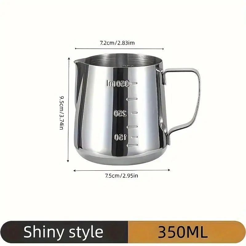 1pc Stainless Steel Measuring Milk Frothing Pitcher With Spout Coffee Shop Milk Steaming Cup For Latte Art & Barista Tools Kitchenware