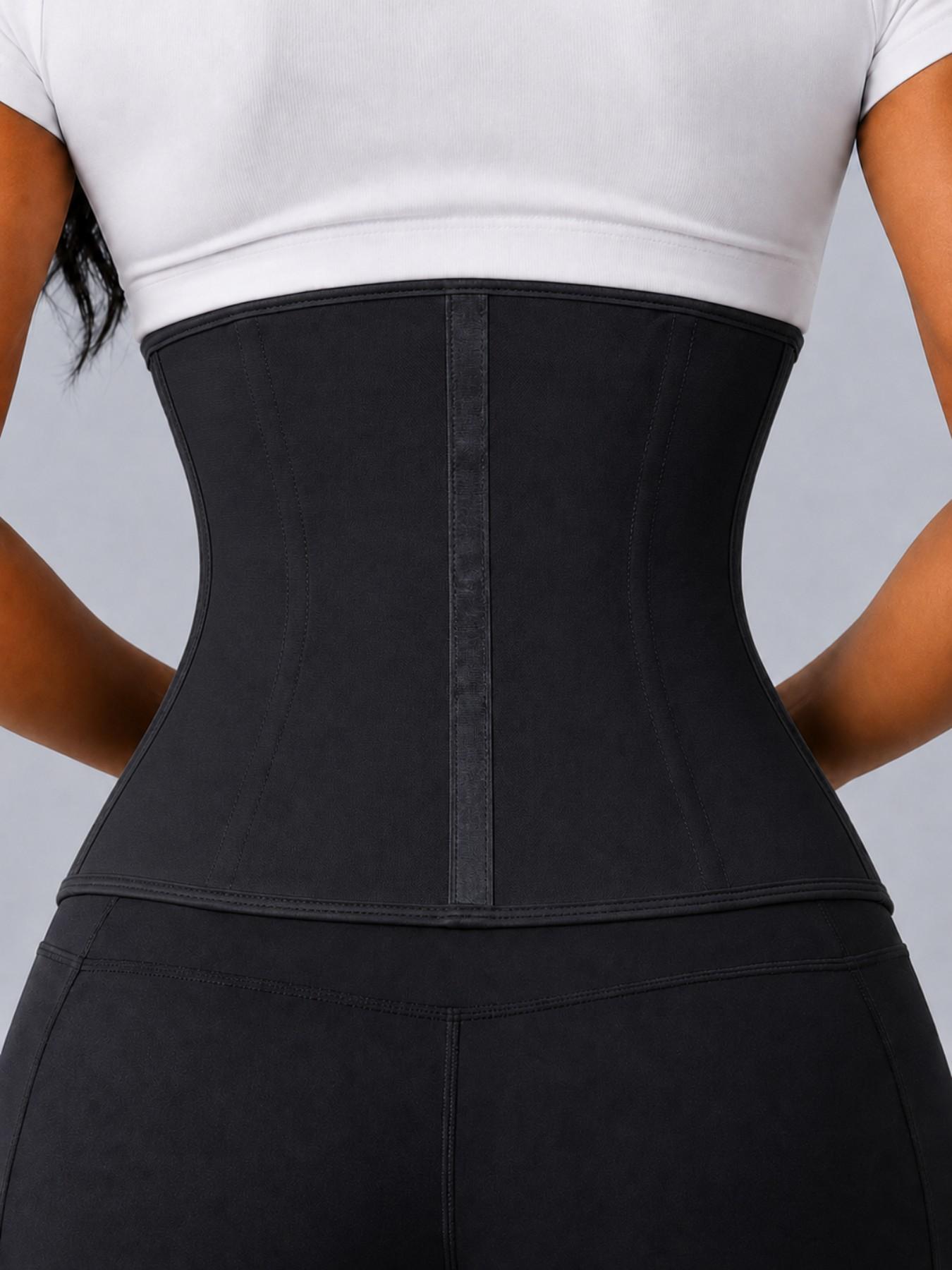 1 Count Women's Solid Black Adjustable Zipper & Hook-Eye Closure Shapewear Belt, Fajas, Waist Trainer, Sporty Tummy Control Cincher for Yoga Workout, Sports Girdle, Shaping Corset, Shapewear for All Seasons Daily Wear, Underwear Fit