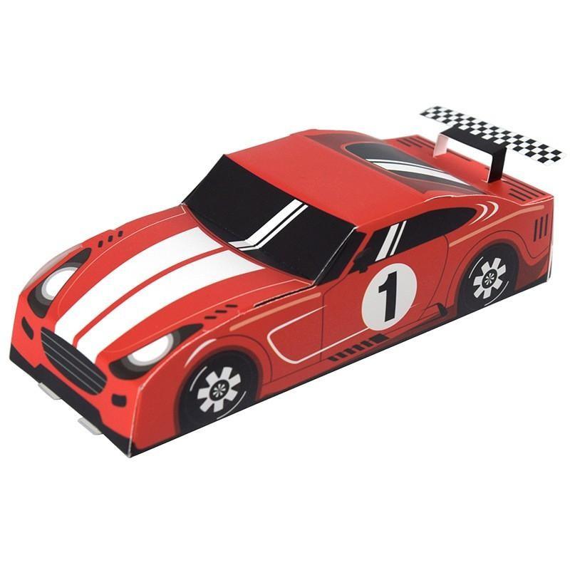 10pcs Racing Theme Birthday Party Gift Boxes, Colorful Foldable Paper Candy Containers, Ideal Gifts for Boys' Racing Parties
