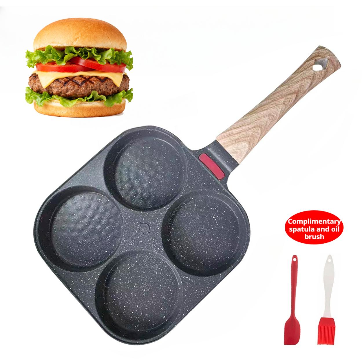 Non-Stick 4-in-1 Breakfast Pan for Frying Eggs, Hamburgers & Scrambled Eggs - Multi-Functional, Fast Heating, Durable, Easy Clean, Space-Saving, Eco-Friendly, with Silicone Strips & Tempered Glass Lid Non-Stick 4-in-1 Breakfast Pan for Frying Eggs, Hamburgers & Scrambled Eggs - Multi-Functional, Fast Heating, Durable, Easy Clean, Space-Saving, Eco-Friendly, with Silicone Strips & Tempered Glass Lid