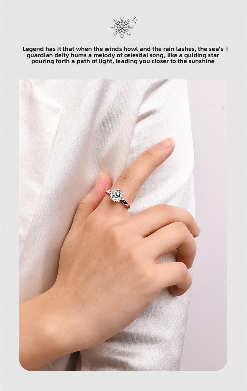 Copper alloy classic six-prong ring for women, simulated moissanite ring, women's ring, European and American luxury foreign trade jewelry manufacturer