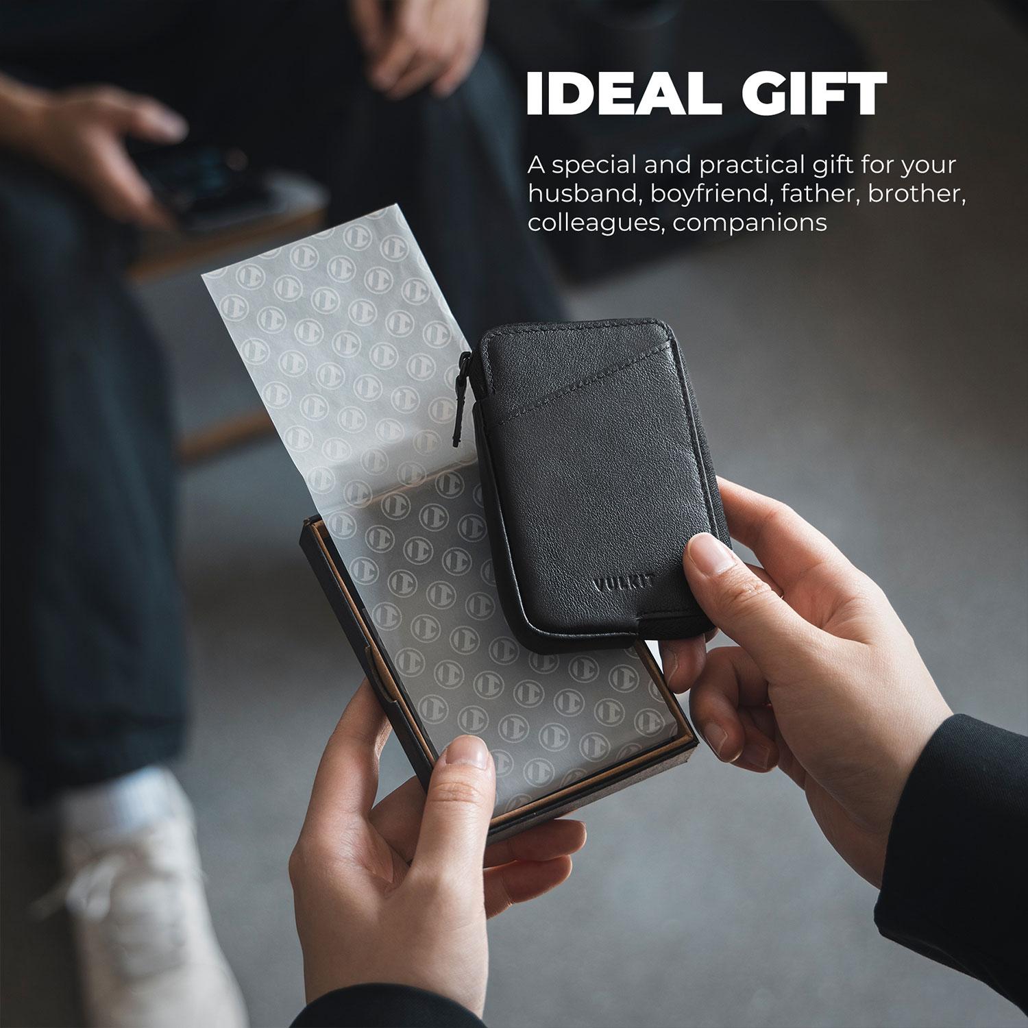 Genuine Leather ,Slim RFID/NFC Blocking Card Holder Wallet, Holds 10+ Cards & Folded Cash - VW113P