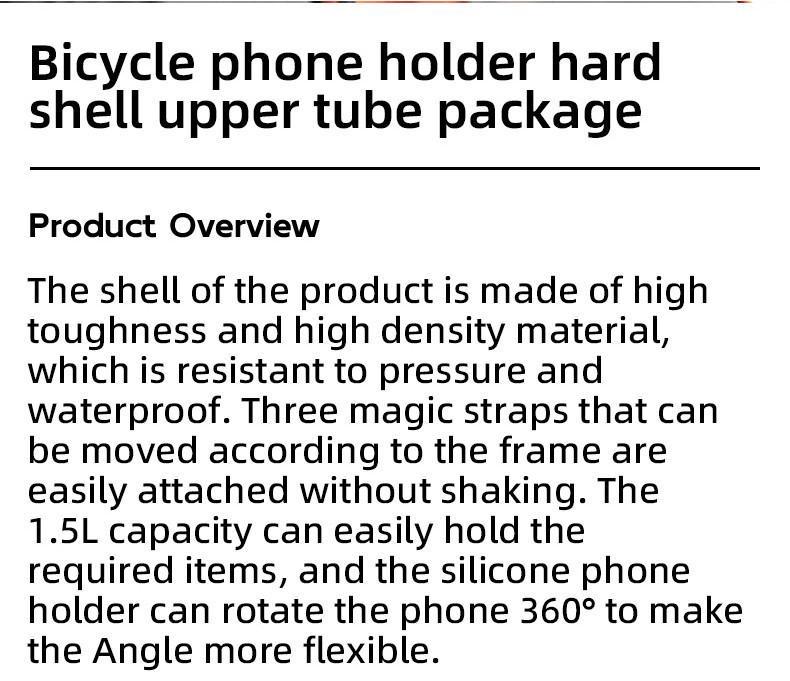 ROCKBROS Bicycle Front Top Tube Bag Touch Screen Bicycle Frame Bag Bicycle Bag 1.5L Large Capacity Adjustable Cycling Bag Bicycle Accessories