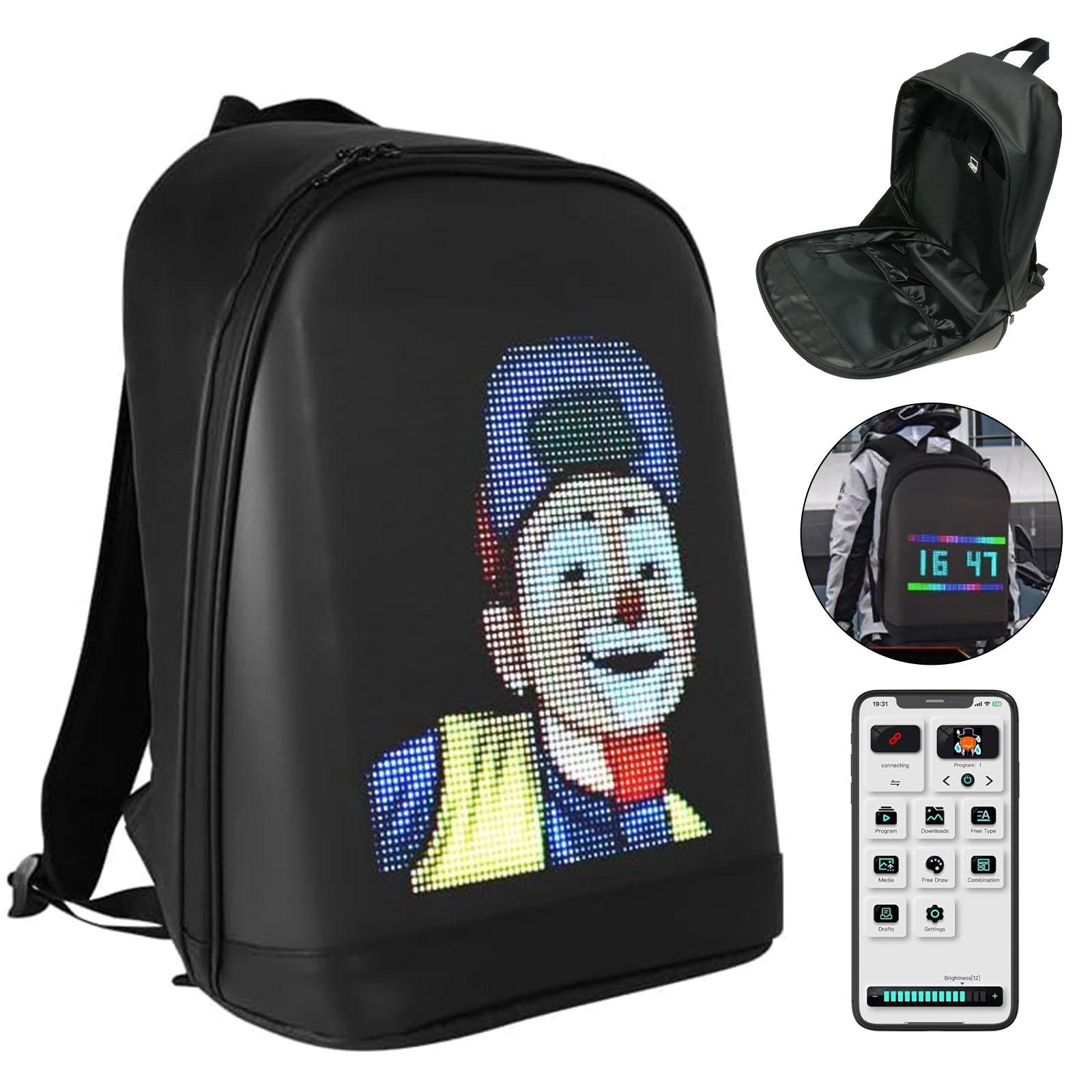 Smart LED Backpack with Bluetooth Connection, Laptop Backpack, Men's Cool Backpack Suitable for Motorcycles and Bicycles