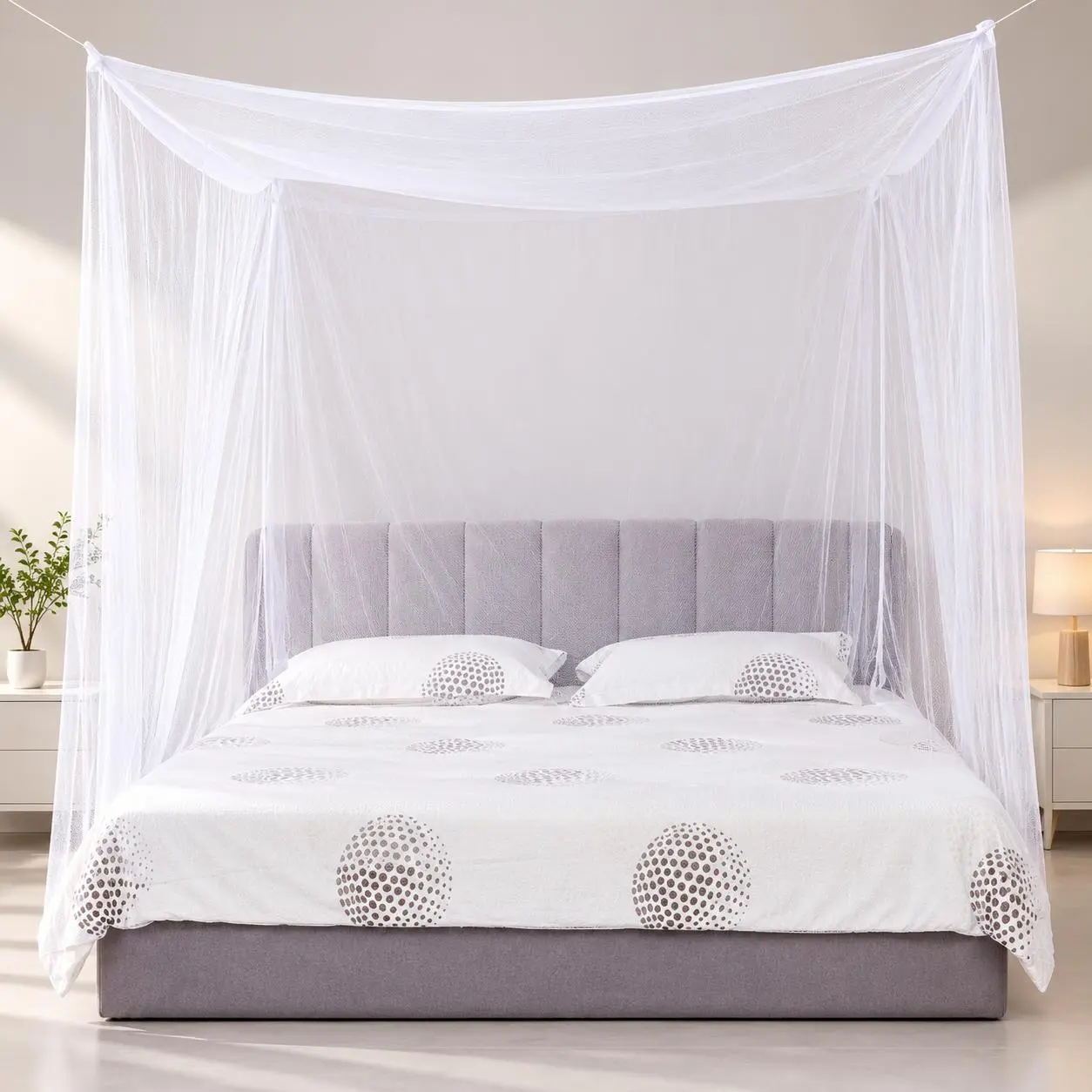 Pure Color Home Mosquito Net for Double Bed, Lightweight Privacy Bed Canopy, Fashion Bedroom Bedding Mosquito Netting