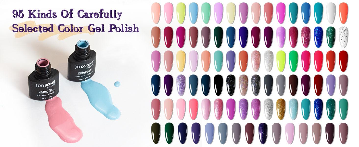 JODSONE Gel Nail Polish Starter Set 100 Pieces Multi-color Gel Nail Polish with Colors Nail Salon Home Self Use Nail Gel Colorful In Shine for Mother's day gifts