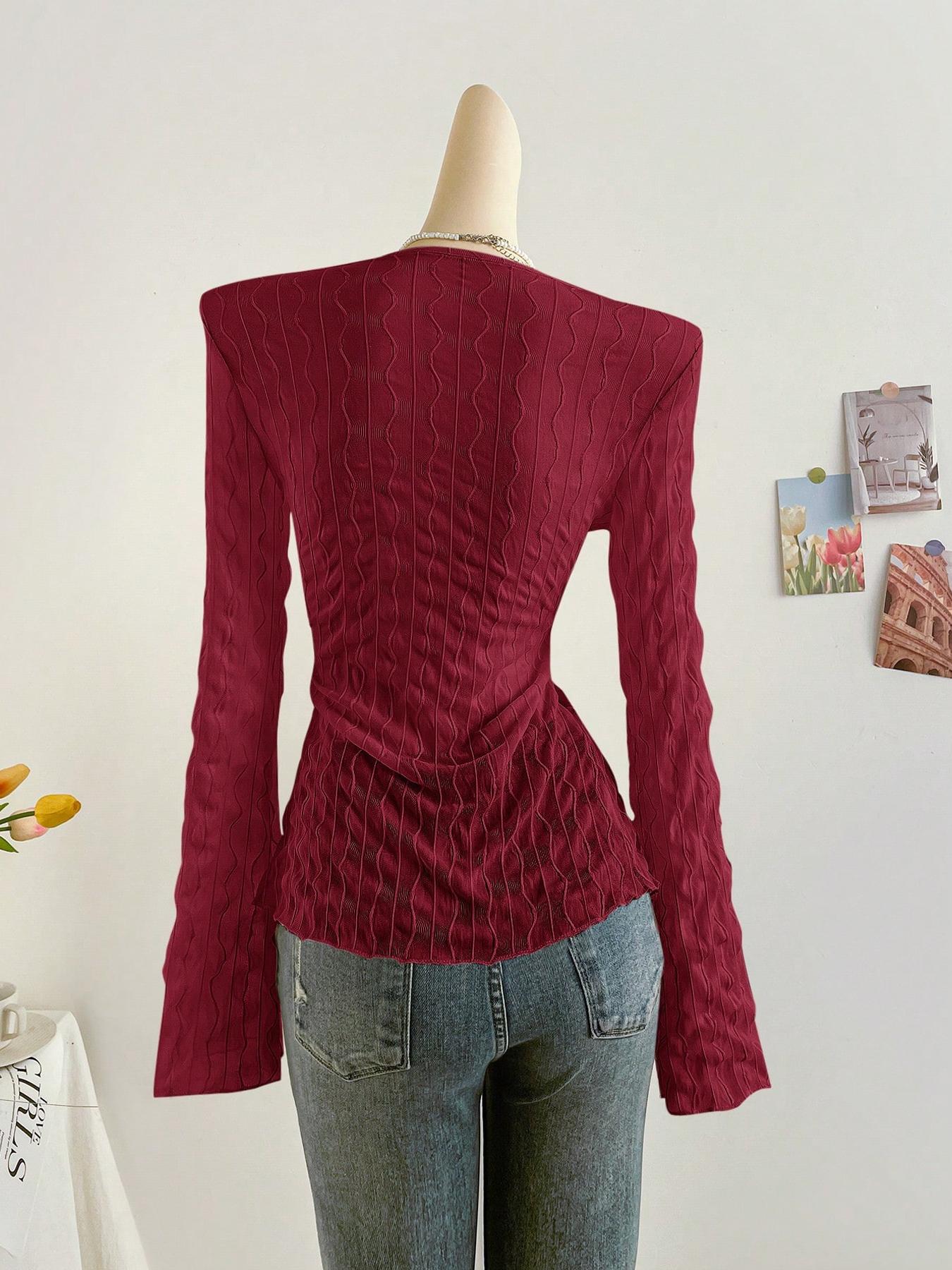 Women's Cute Sexy Button Tie Lace Top, Summer Woven Thin Fabric Loose Fit Blouse, Casual Fashionable Ladies' Clothing