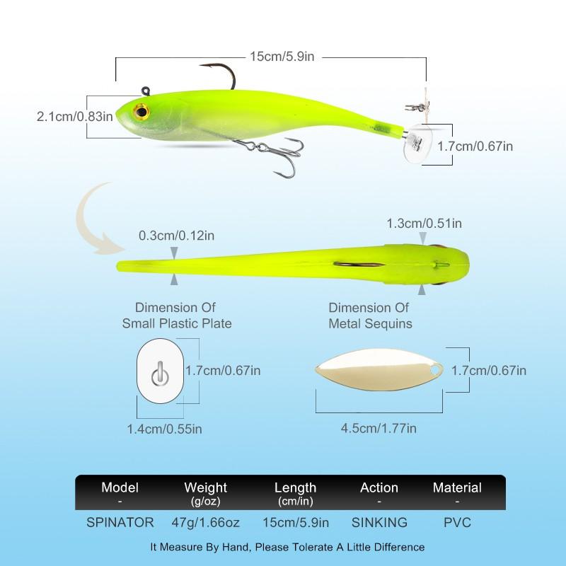 1pc Sinking Soft Bait with Replaceable Tail, Realistic Color Large Fishing Lure 47g/1.66oz 150mm/5.91in, Durable PVC Material Good Swimming Action Suitable For Bass, Trout, Pike For Fresh&Saltwater Fishing Fishing Lure Perfect Gift for Anglers