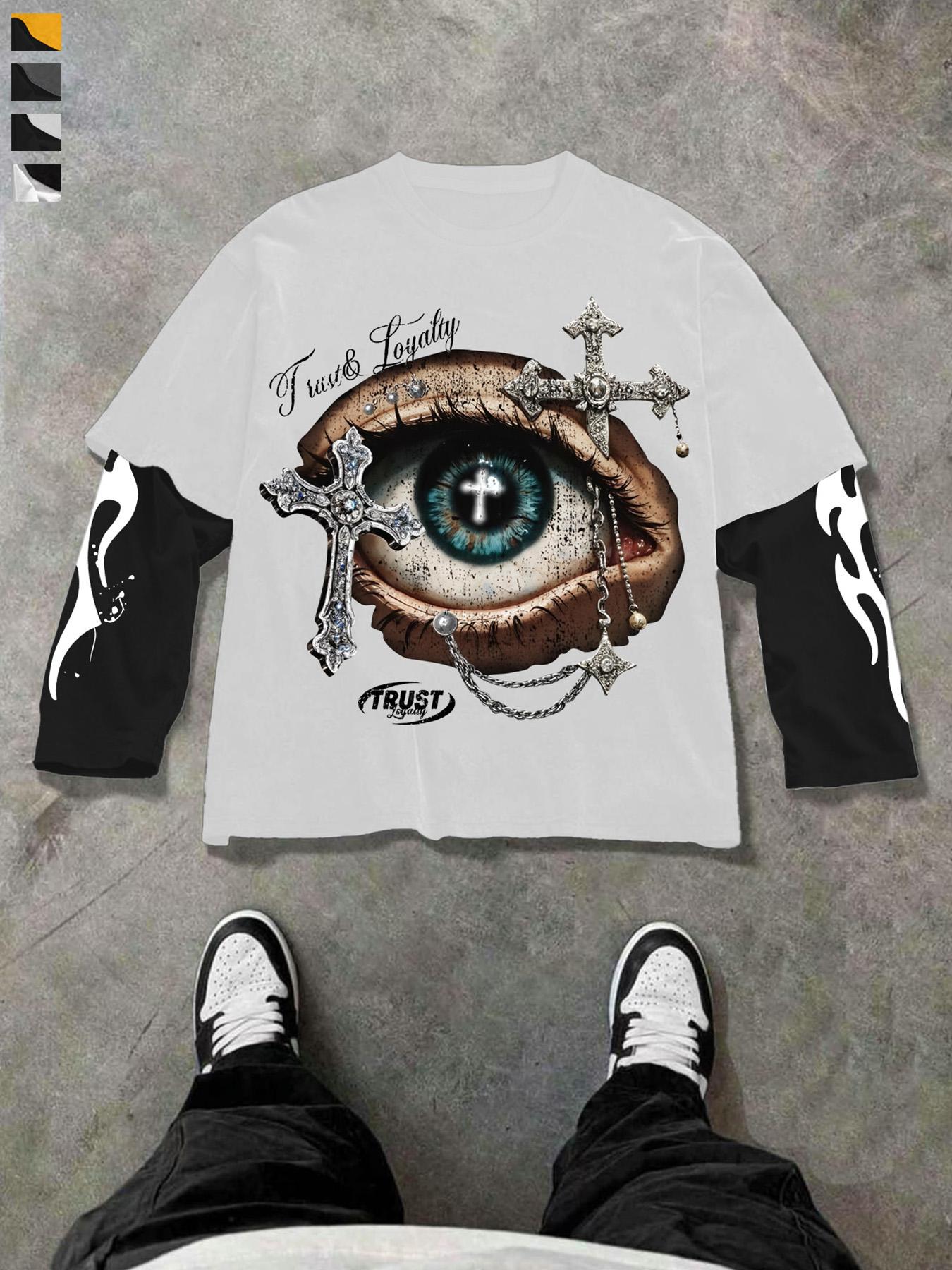 Trendy Short Sleeve & Patchwork Long Sleeve Tee Set, Street Style Fashion, Unique Layered Design, Perfect for Trendsetters