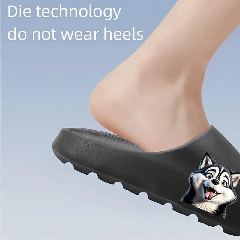 Cute Husky Dog Slippers Women Men Winter Warm Plush Indoor Home Non-slip Soft Sole Cartoon Animal Slippers for Adults Comfortable Fleece Lined House Shoes Gift