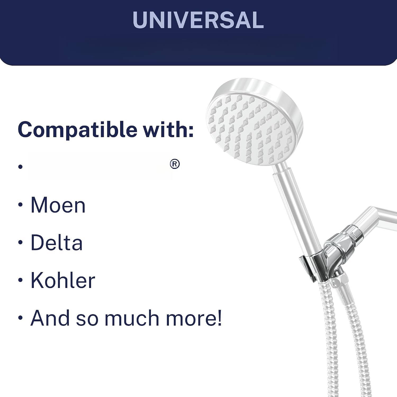 ® Solid Metal Handheld Shower  Holder - Chrome - Adjustable Shower Wand Holder with Wall Hook Bracket and Pivot Ball - Hand Held Shower  Holder - Shower Hose Holder