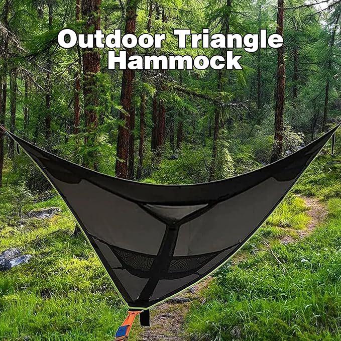 Outdoor triangular hammock with mosquito net, portable camping tent, aerial tree bed, leisure net bed, cross-border bestseller