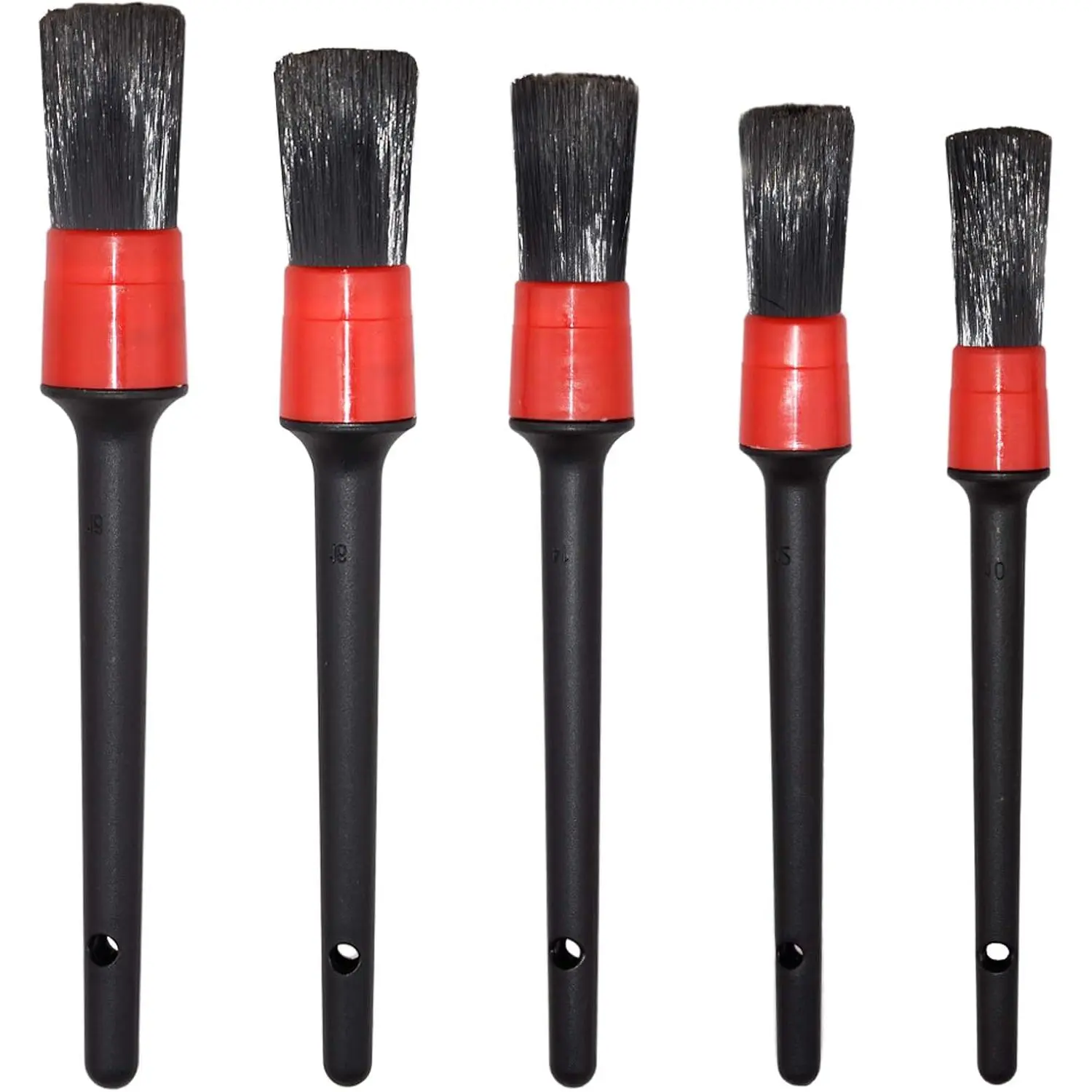 5-Size Fiber Plastic Handle Automotive Detail Brush Set for Cars/Motorcycles, Scratch-Free Detail Cleaning of Wheels, Interior