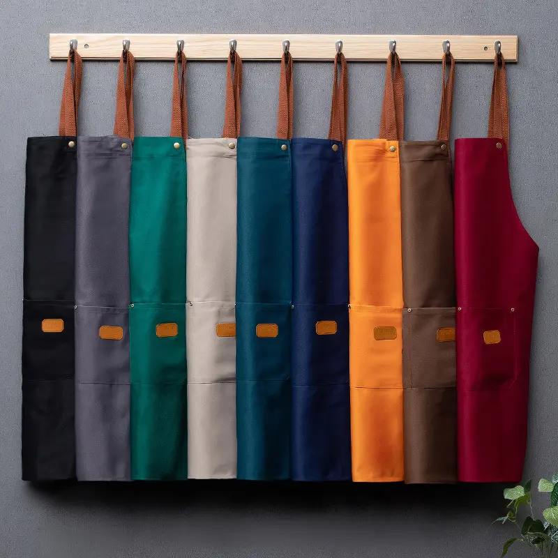 Waterproof and oil-proof apron men and women kitchen apron home chef baking clothes with pockets adult bib waist bag
