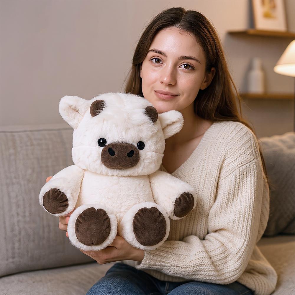 Cuddly Teddy Bear Super Soft Fluffy Running Cow Plush Toy Kawaii Highland Cow Plushies Cute Stuffed Animal Cuddle Therapy Plush for Kids & Adults