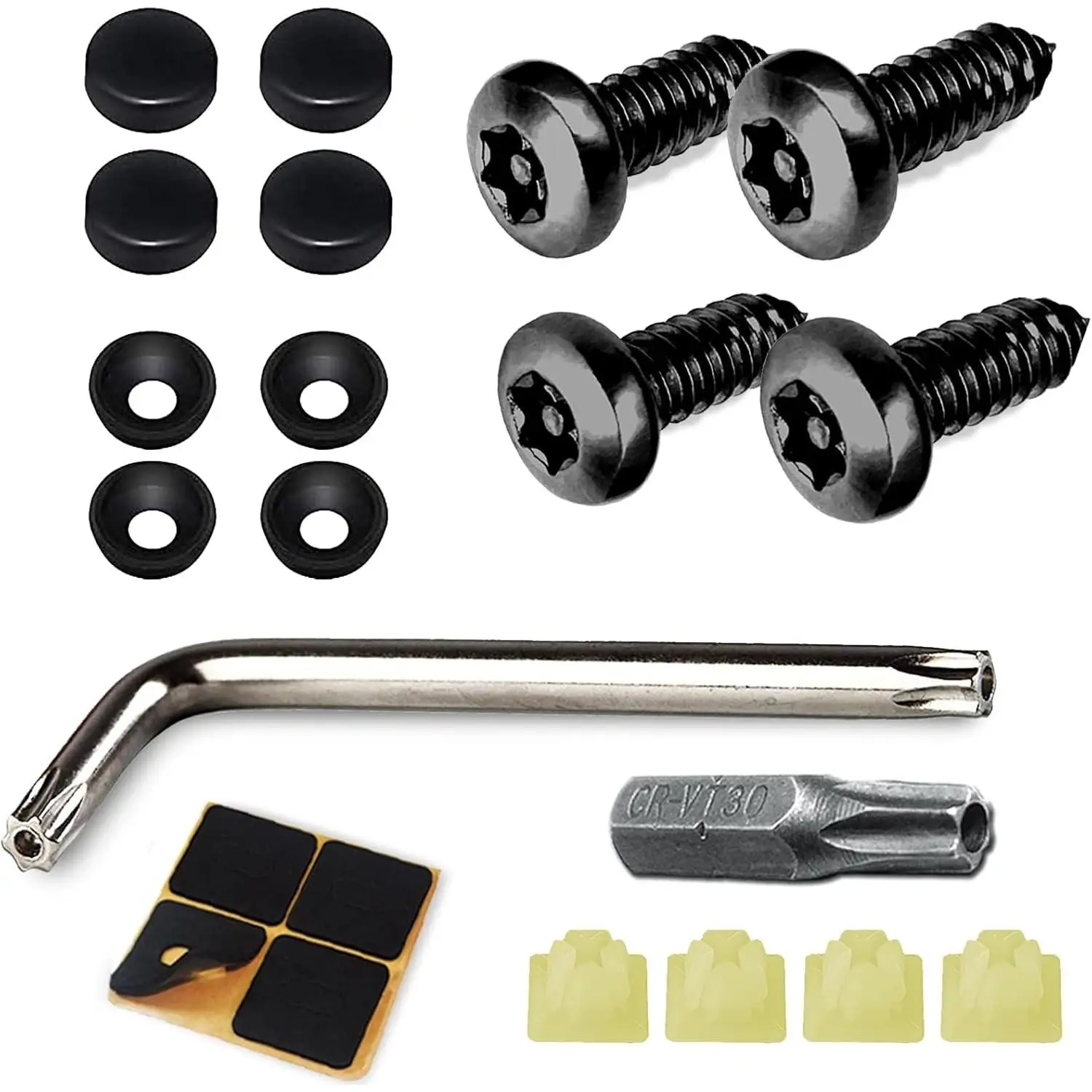 Anti-Theft License Plate Screws Kit, M6 (1/4") Tamper Proof Screws, Rustproof Stainless Steel Car Tag Plate Mounting Hardware for Front and Rear Frame HolderGift