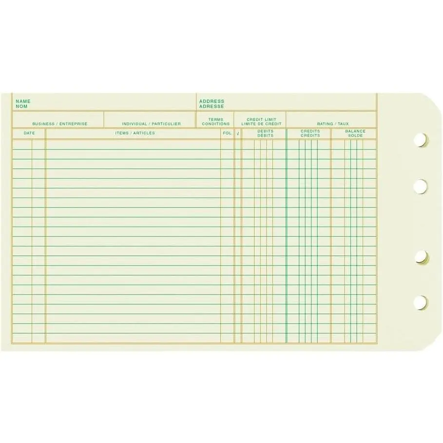 Extra Sheets for 4-Ring Ledger Binder, Green Eye-Ease Paper, Pre-Punched, 5" x 8.5", 100 Refill Sheets (14-055) (14055)