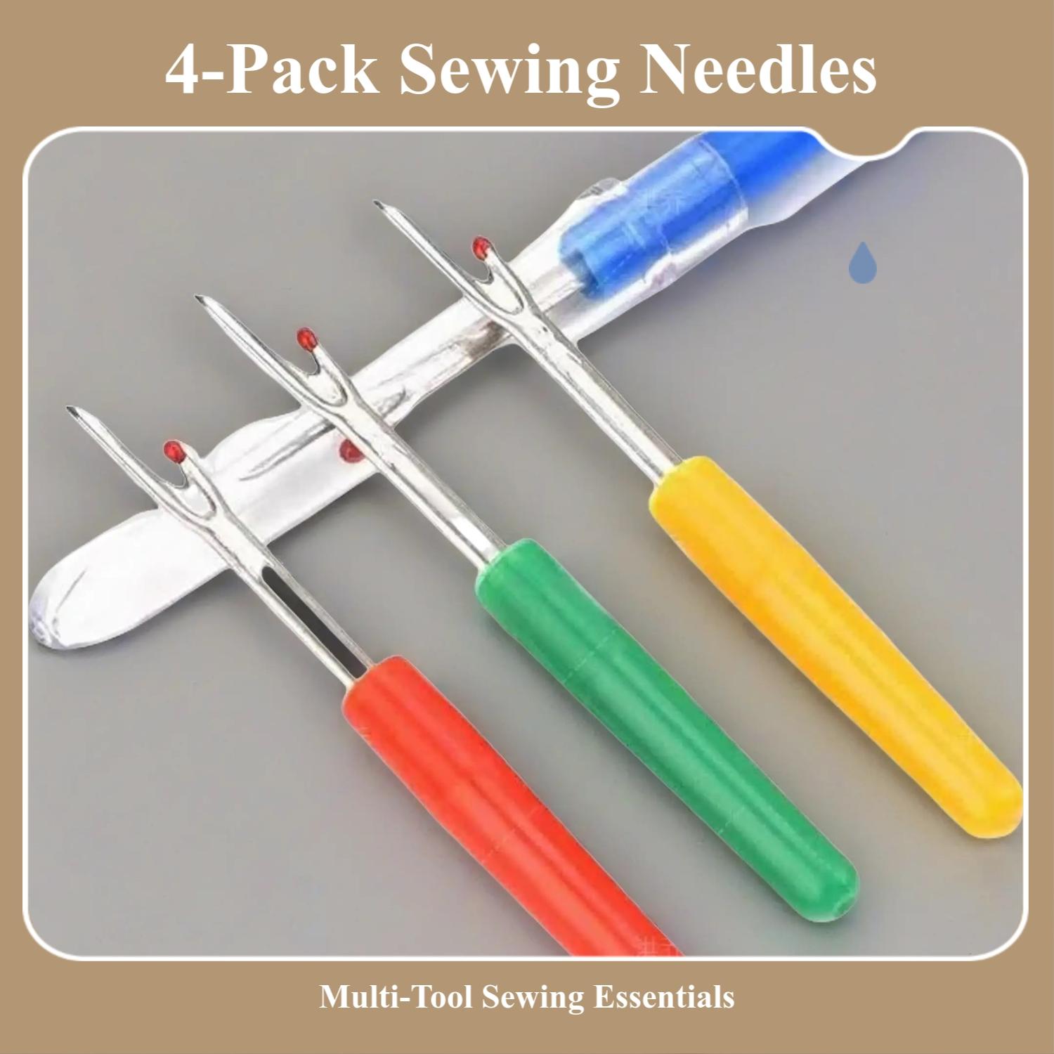 4-Piece Simple Threading Needle Set, Multi-Use Sewing Accessories for Seniors, Includes Threader/looper/thimble, Mixed Colors